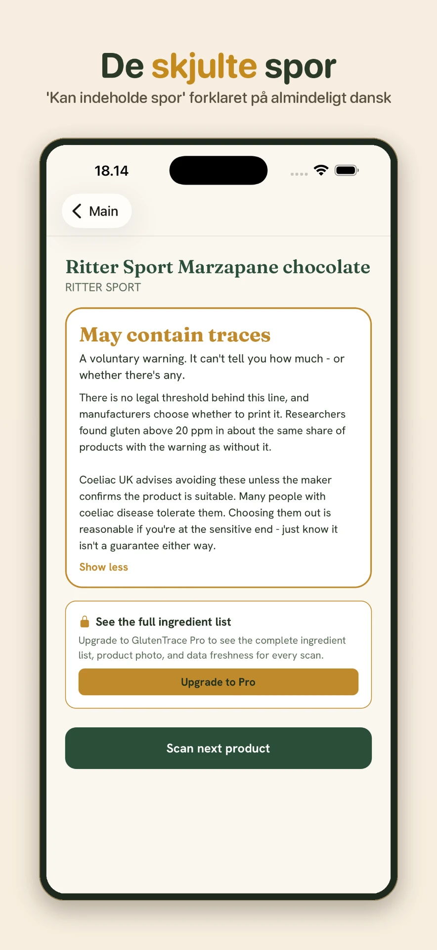 GlutenTrace: “kan indeholde spor” forklaret