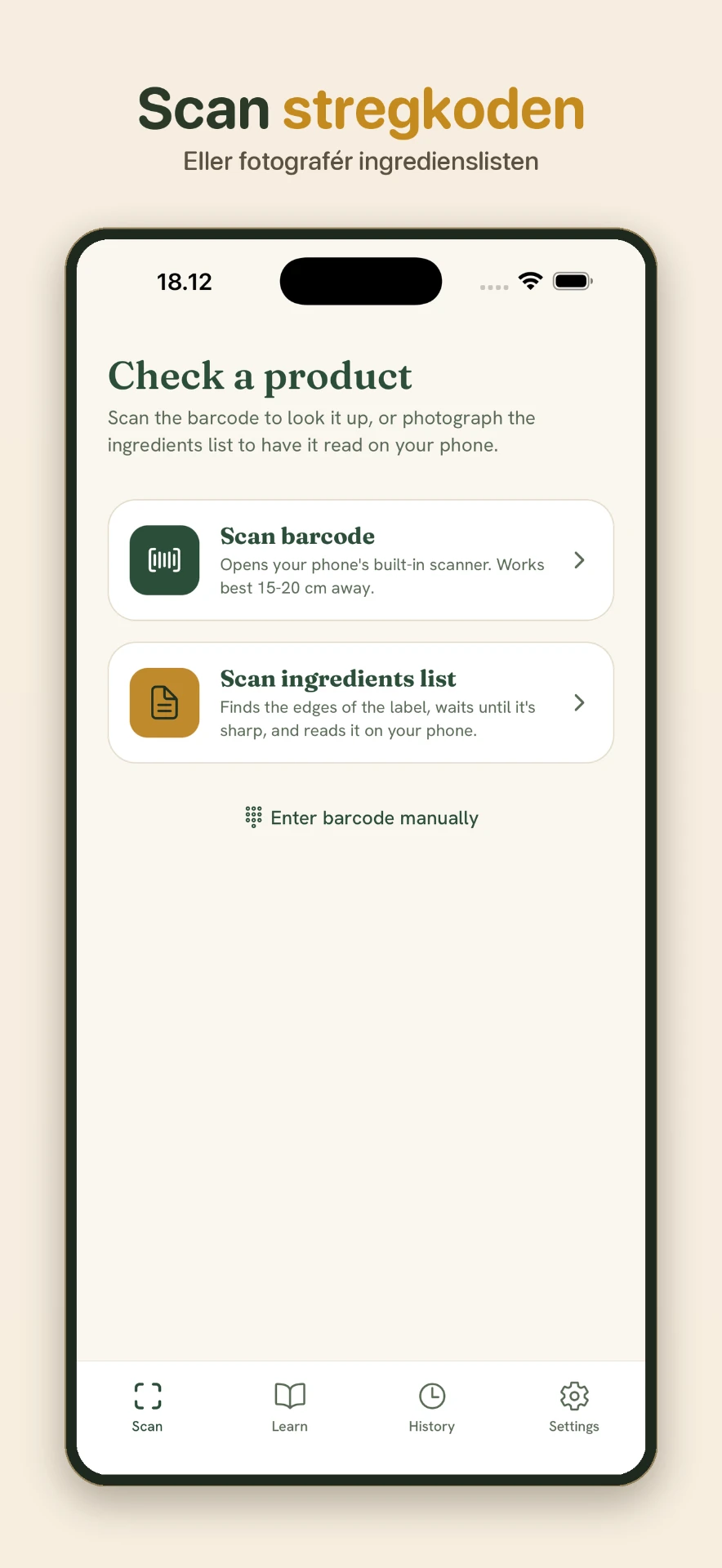 GlutenTrace: scan stregkoden eller fotografér ingredienslisten